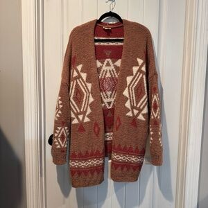 Bibi Cozy Geometric Patterned Cardigan Size XL